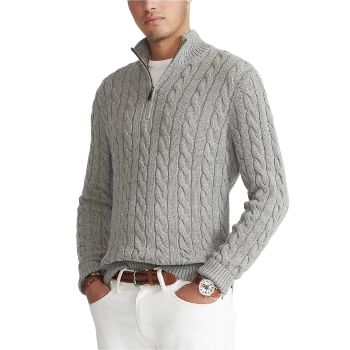 Lässiger Rollkragen Zopfmuster Strick Pullover für Herren | Perfekt für Freizeit